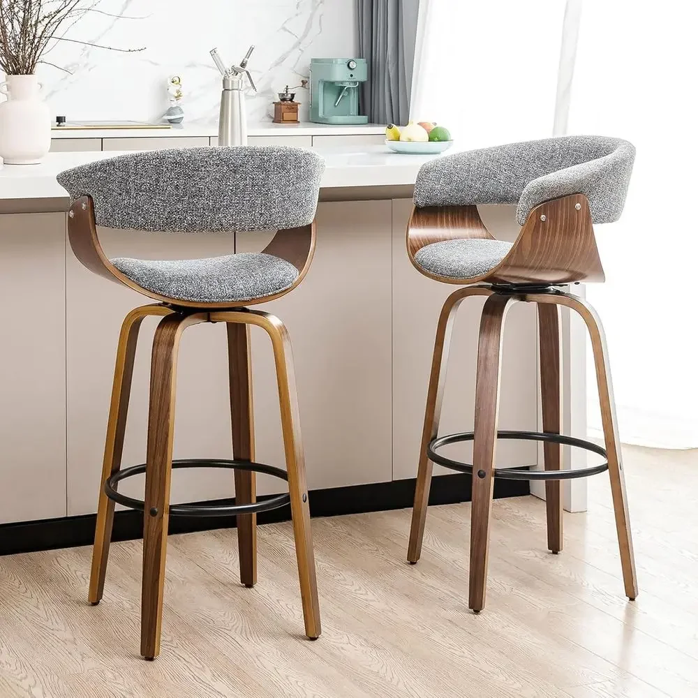 Home Bar Stools - 홈 바 가구용 호두나무 소재의 회색