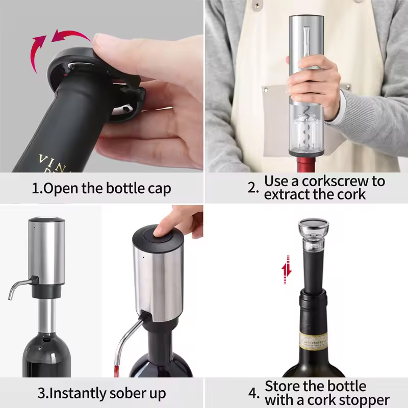 Home Bar Set - 4-in-1 충전식 전동 와인 오프너 세트