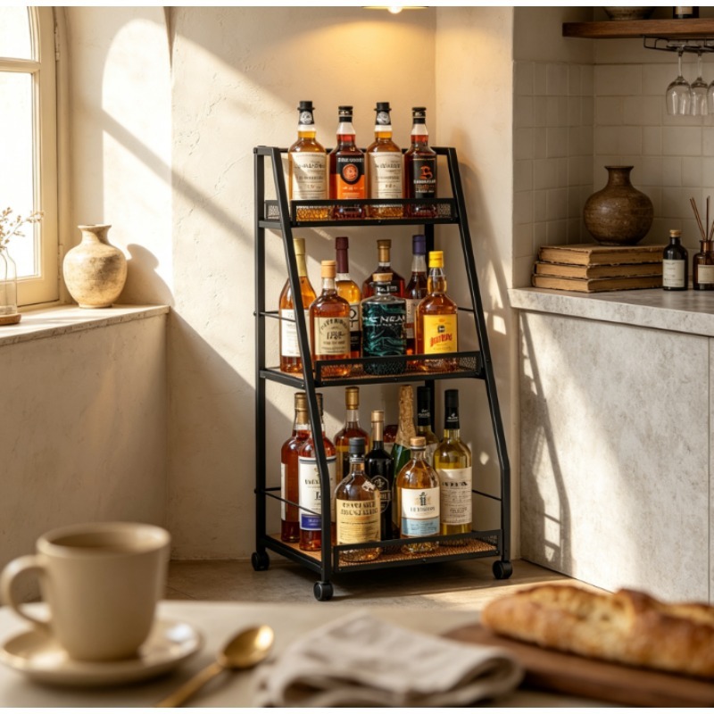 Home Bar Shelves - 3단 사다리형 와인랙, 가정용 바를 위한