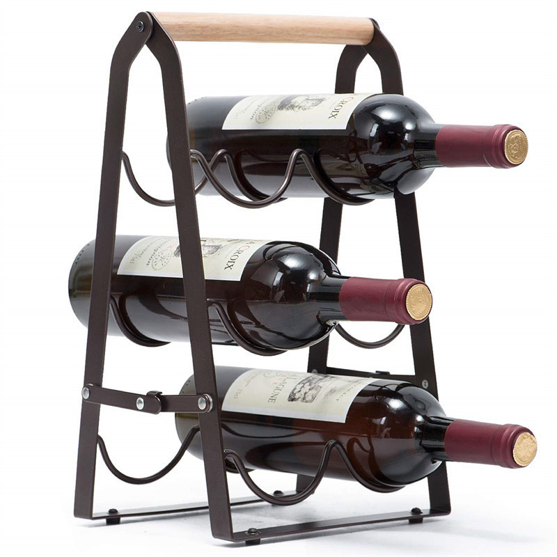 Home Bar Shelves - 6병용 철제 접이식 웨이브 와인병 랙