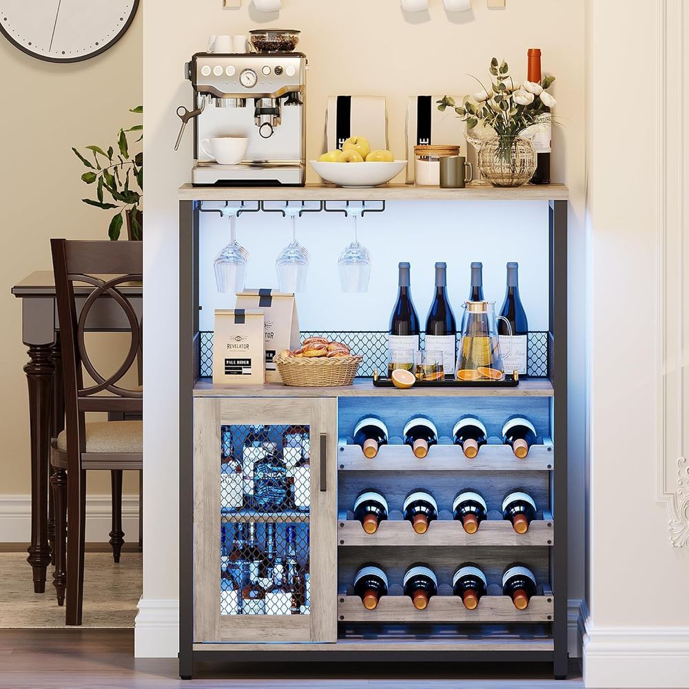 산업 스타일 LED 조명 와인 캐비닛(탈착식 유리 랙  - Home Bar And Cabinet 리뷰 및 가격