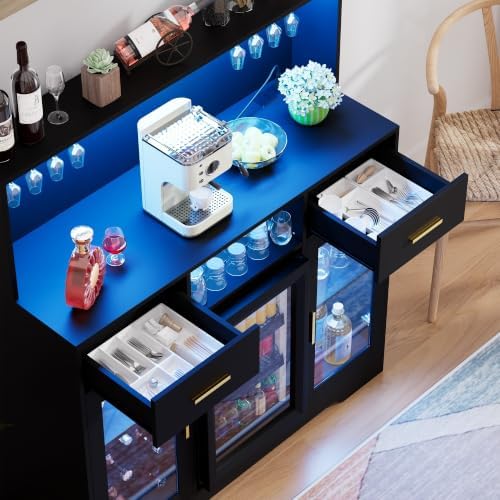 미니 냉장고 수납장, LED 조명 및 전원 콘센트가 있 - Home Bar And Cabinet 리뷰 및 가격