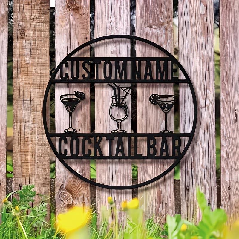 맞춤형 이름 칵테일 바 간판, 마티니 잔이 있는 보헤미 - Home Bar Signs 리뷰 및 가격