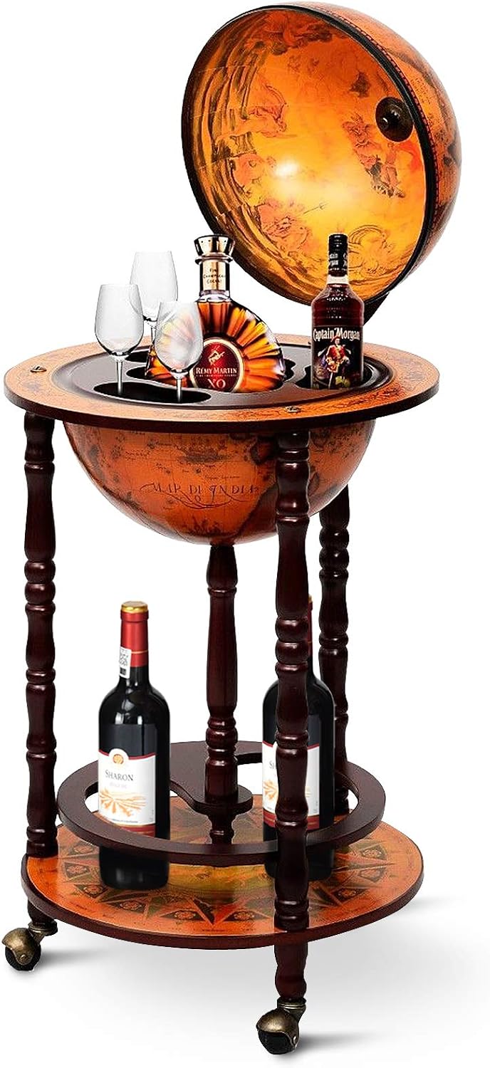 글로브 바 카트 주류 바 캐비닛, 이동식 바퀴, 하단  - Home Bar And Cabinet 리뷰 및 가격